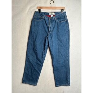 LL Bean Double L Relaxed Fit Fleece Lined Jeans Womens 14 Pet Blue Denim 32x28